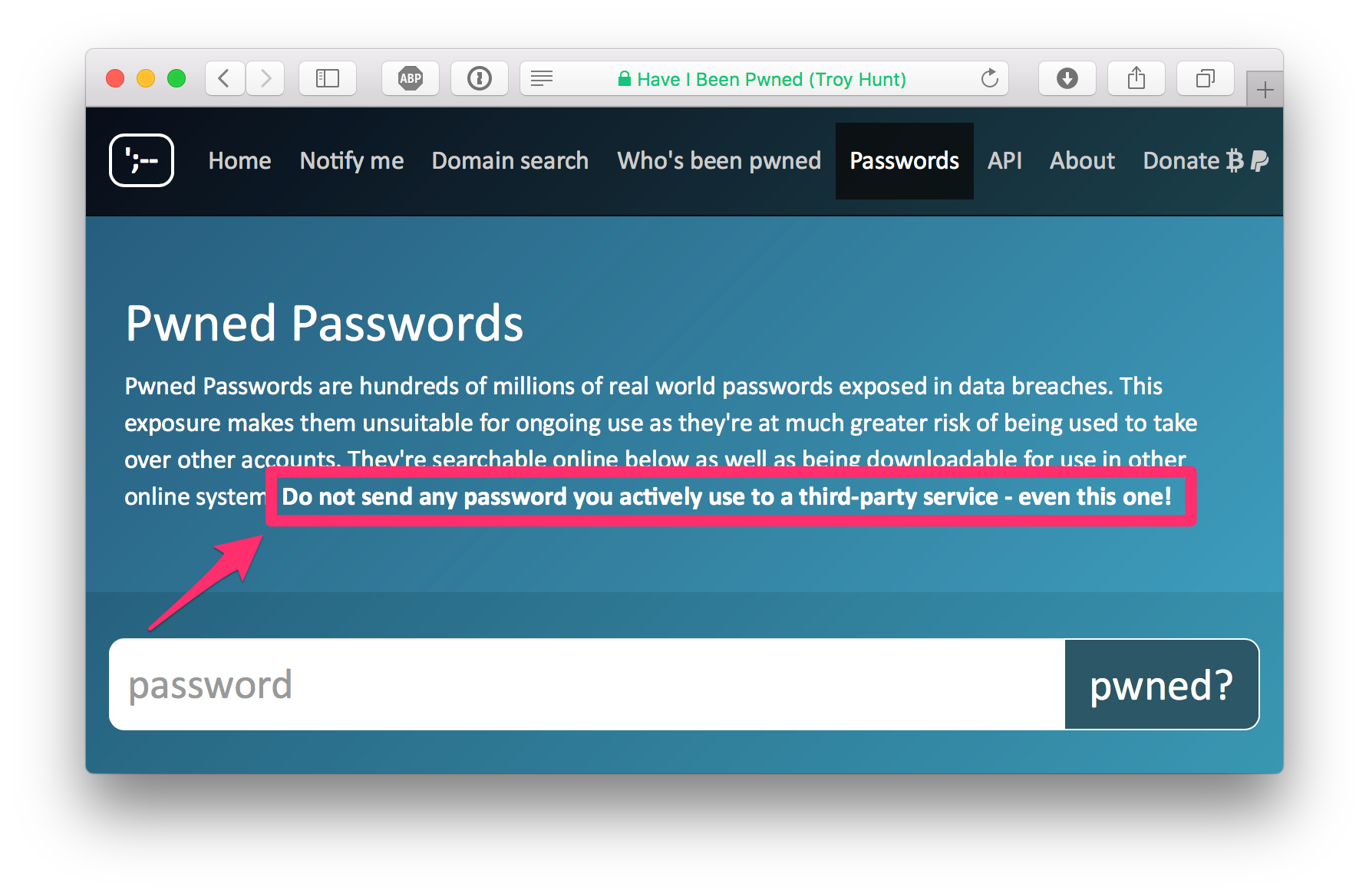 Pwned Passwords online service