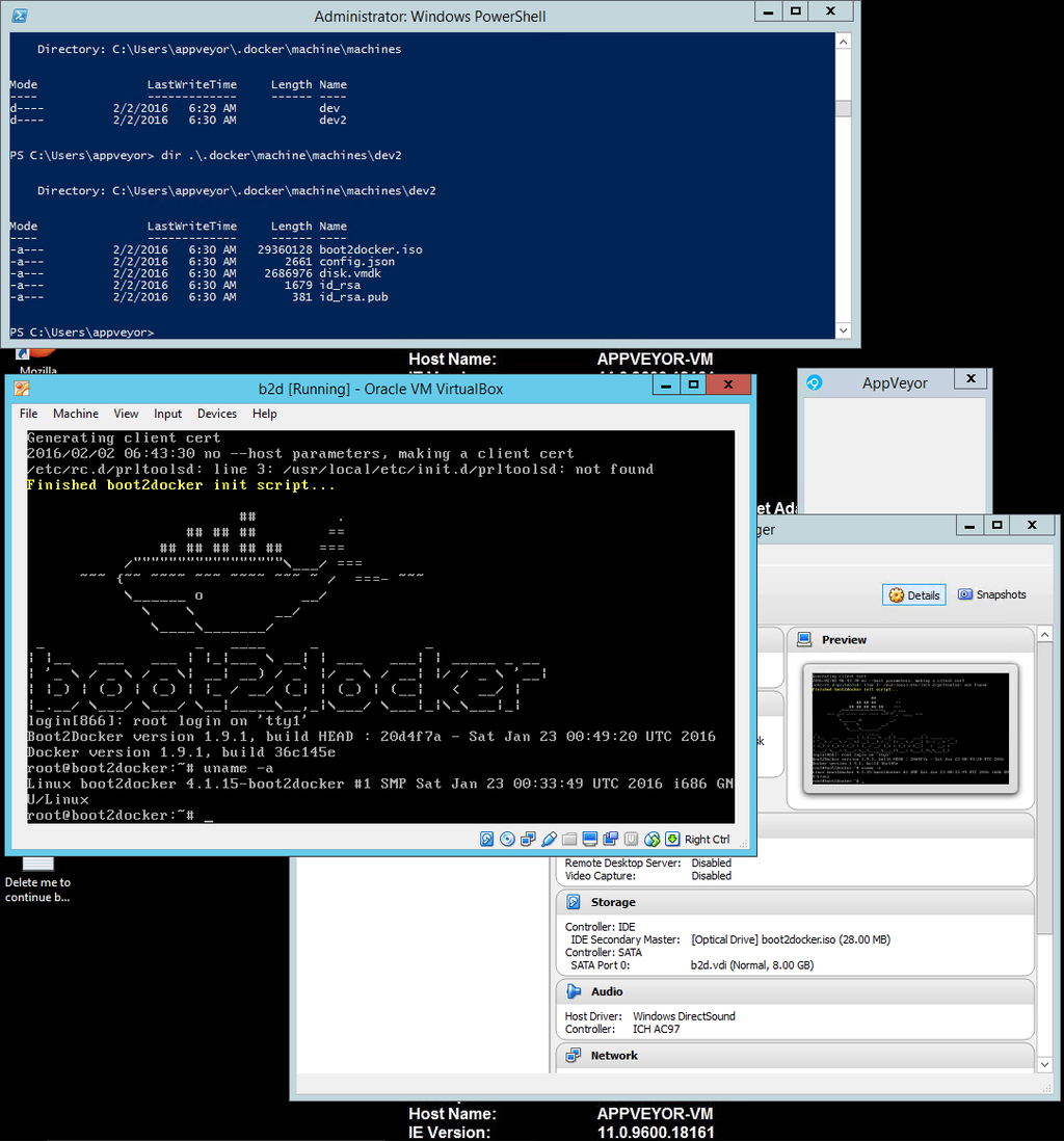 boot2docker in appveyor